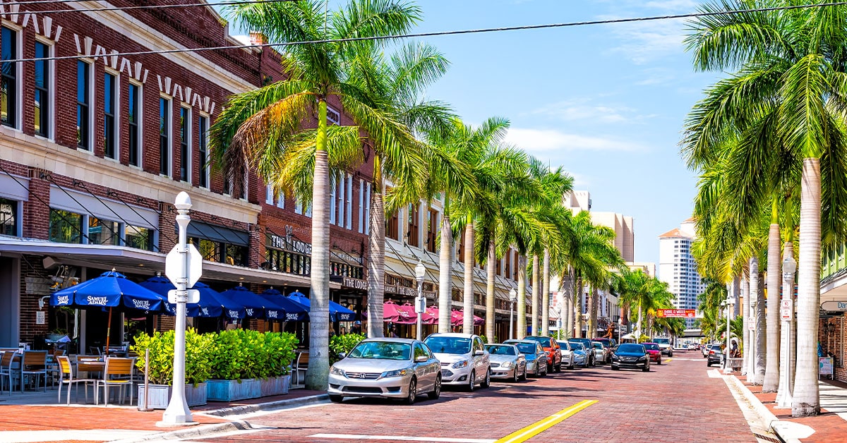 Downtown street of Fort Myers Florida